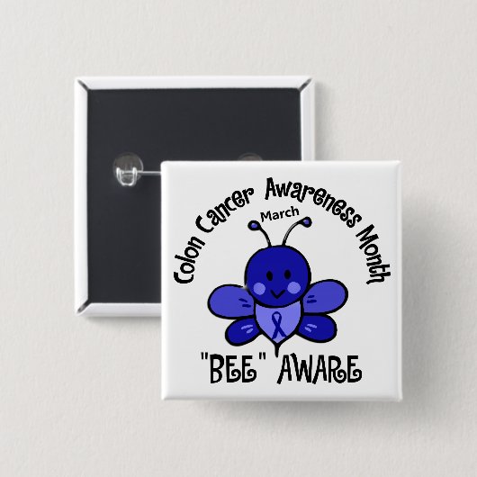 Darmkrebs-Bewusstseins-Monats-Biene 1,2 Button (Vorne & Hinten)