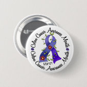 Darmkrebs-Bewusstseins-Monats-Blumen-Band 3 Button (Vorne & Hinten)