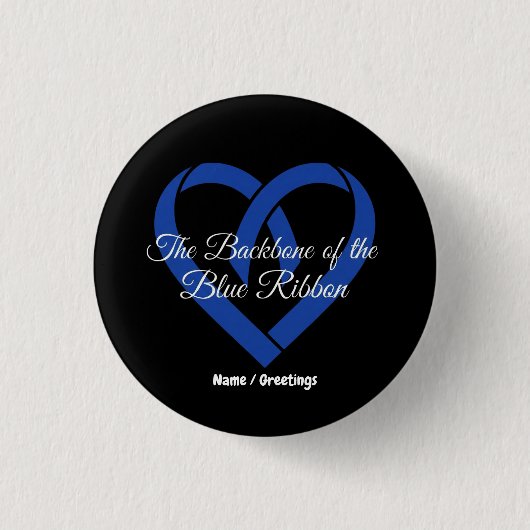 Darmkrebs Rückgrat Herz Blau Bewusstsein Button (Vorderseite)