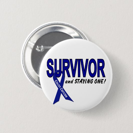 Darmkrebs-Überlebender u. BLEIBE ein Button (Vorne & Hinten)