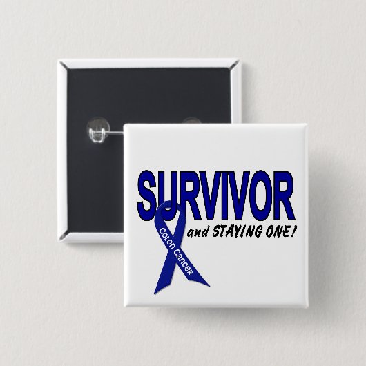 Darmkrebs-Überlebender u. BLEIBE ein Button (Vorne & Hinten)