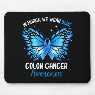Darmkrebsbewusstsein für blauen Schmetterling bei Mousepad