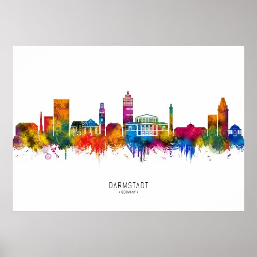 Darmstadt Deutschland Skyline Poster (Vorne)