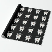 Darn Tooth-in Niedlich Funny Tooth Pun Dark BG Geschenkpapier (Ungerollt)
