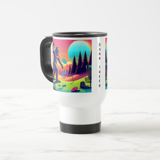 Darn Trees | Bigfoot Disk Golf Spaß Reisebecher (Vorderseite Links)