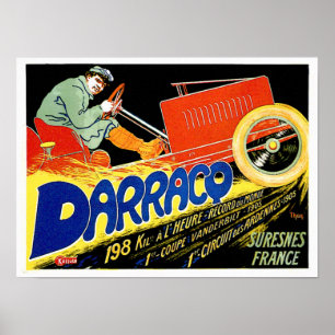 Darracq ~ Vintage französische Auto-Ad Poster