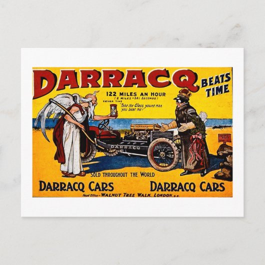 Darracq - Werbung für Vintage Auto Postkarte (Vorderseite)