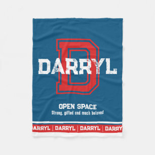 Darryl Name bedeutet Sportmonogramm rot blau Fleecedecke