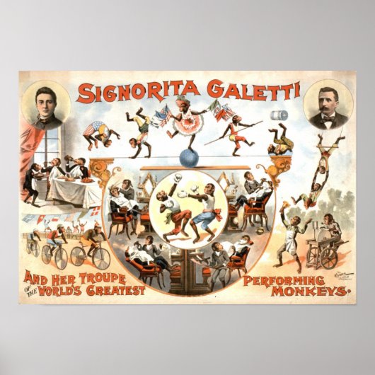 Darstellende Affen Vintage Poster (Vorne)