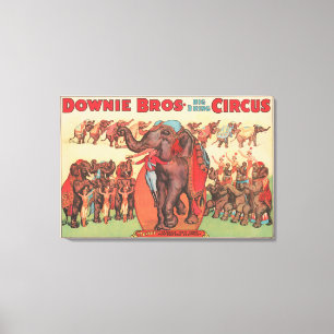 Darstellende Elefanten mit Frauen und Trainer. Leinwanddruck