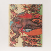 Darstellende Elefanten mit Frauen und Trainer. Puzzle (Vertikal)