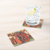 Darstellende Elefanten mit Frauen und Trainer. Rechteckiger Pappuntersetzer (Vor Ort)