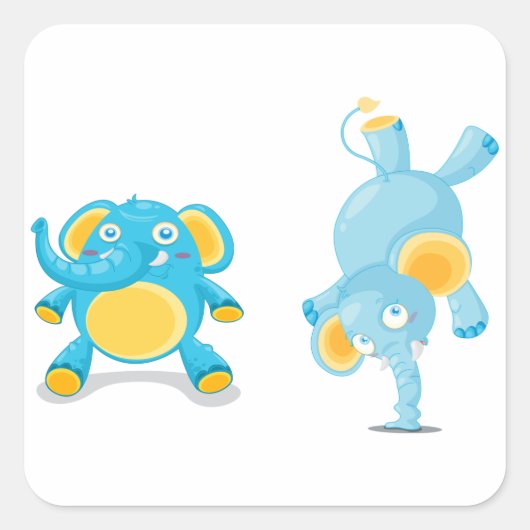 Darstellender Elefant Quadratischer Aufkleber (Vorderseite)