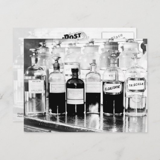 Darstellung apothekarischer Flaschen mit Medikamen Postkarte (Vorne/Hinten)