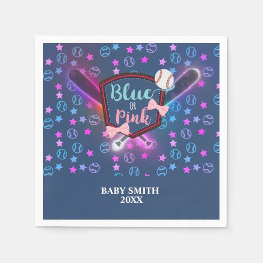 Darstellung bei Baseball oder Bows Rosa oder Blaue Serviette (Vorderseite)