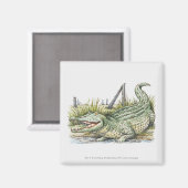 Darstellung der Alligatorin am Ufer Magnet (Vorderseite/Rückseite)