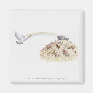 Darstellung der Arche Noahs mit verlassend Tieren Magnet