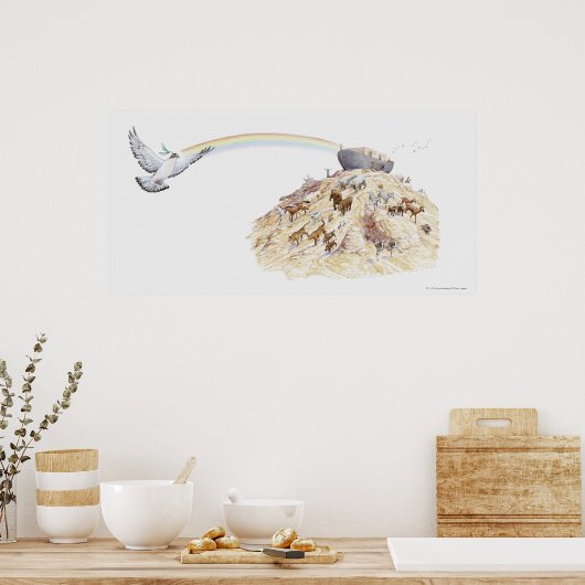Darstellung der Arche Noahs mit verlassend Tieren Poster (Küche)