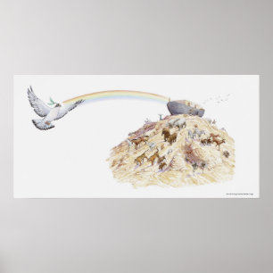 Darstellung der Arche Noahs mit verlassend Tieren Poster
