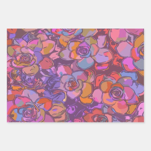 Darstellung der botanischen Blume im Lila Muster Geschenkpapier Set (Vorderseite 3)