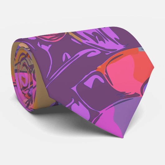 Darstellung der botanischen Blume im Lila Muster Krawatte (Gerollt)