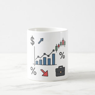 Darstellung der Finanzdiagramme und -grafiken Kaffeetasse