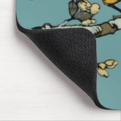 Darstellung der gelben Vintagen Vogeldarstellung Mousepad (Ecke)