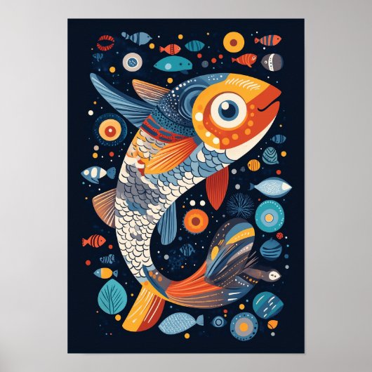 Darstellung der geometrischen Fische Poster (Vorne)