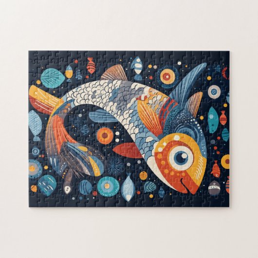 Darstellung der geometrischen Fische Puzzle (Horizontal)