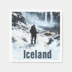 Darstellung der isländischen Landschaft und des Wa Serviette