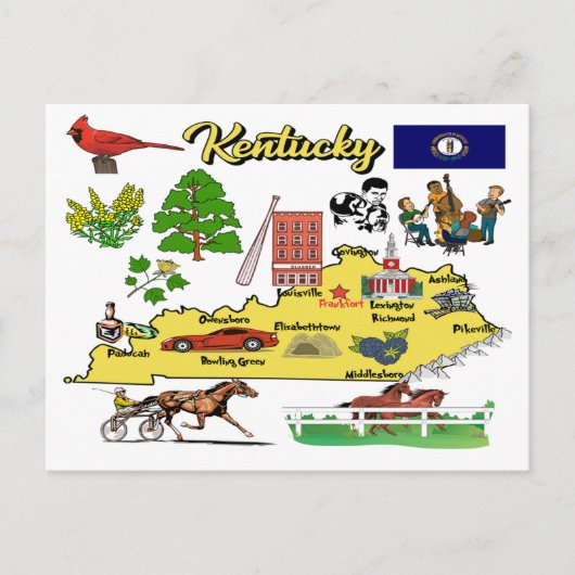 Darstellung der Kentucky-Karte Postkarte (Vorderseite)