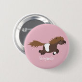 Darstellung der Pony-Cartoon in Shetland-niedlich Button (Vorne & Hinten)