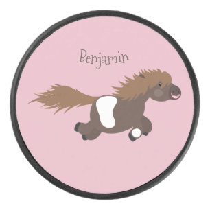 Darstellung der Pony-Cartoon in Shetland-niedlich Eishockey Puck