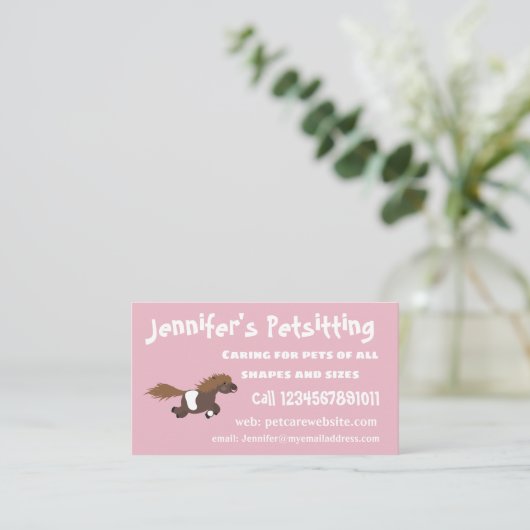 Darstellung der Pony-Cartoon in Shetland-niedlich Visitenkarte (Stehend Vorderseite)