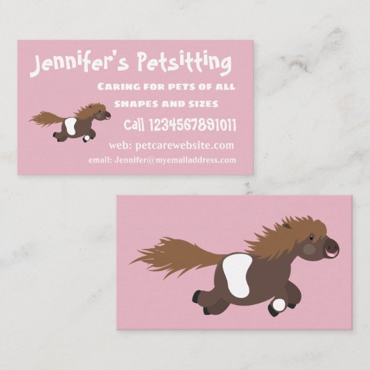 Darstellung der Pony-Cartoon in Shetland-niedlich Visitenkarte (Vorne/Hinten)