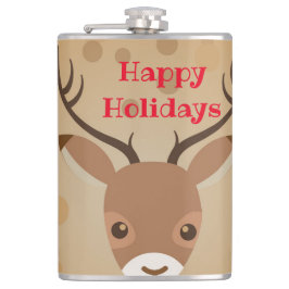 Darstellung der Rentiere auf braunem Hintergrund Flachmann