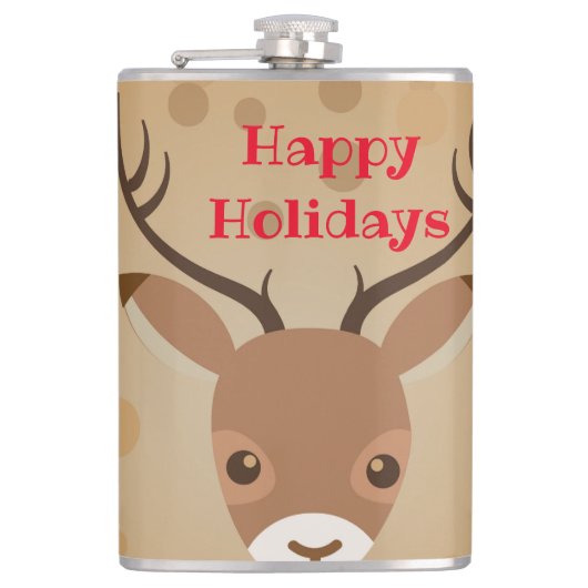 Darstellung der Rentiere auf braunem Hintergrund Flachmann (Vorderseite)