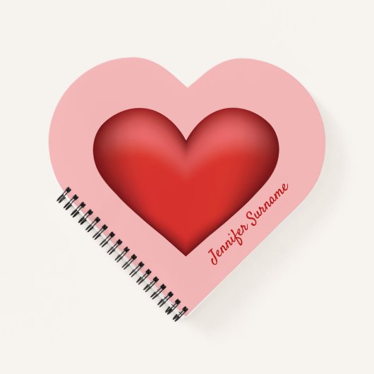 Darstellung der roten Herzform mit benutzerdefinie Notizblock (Vorderseite)