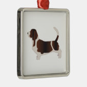 Darstellung der Silhouette der Basset Hound Hunde Silbernes Ornament (Rechts)