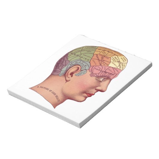 Darstellung der Vintagen Gehirnfunktion Notizblock (Rotiert)
