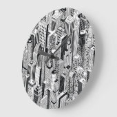 Darstellung der Wolkenkratzer-Stadt, isometrisch n Große Wanduhr (Winkel)