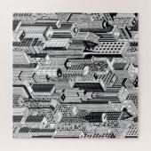 Darstellung der Wolkenkratzer-Stadt, isometrisch n Puzzle (Horizontal)