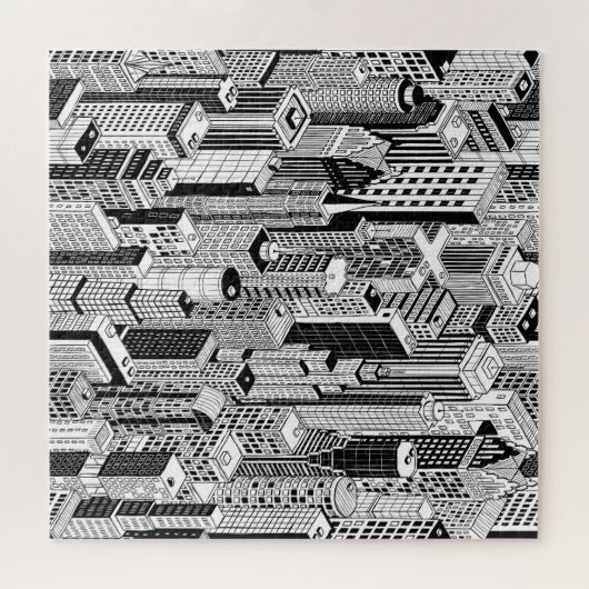 Darstellung der Wolkenkratzer-Stadt, isometrisch n Puzzle (Horizontal)