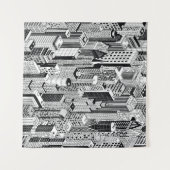 Darstellung der Wolkenkratzer-Stadt, isometrisch n Wandteppich (Vorderseite (Horizontal))