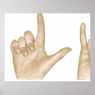 Darstellung der Zeichensprache mit den Fingern und Poster