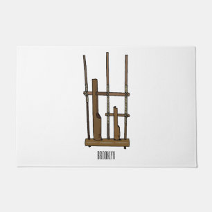 Darstellung des Angklung-Cartoon Fußmatte