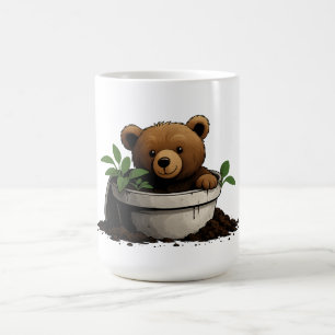 Darstellung des Bären in gepunkteter Pflanze Kaffeetasse