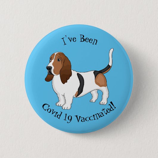 Darstellung des Basset-Hunde-Cartoon Button (Vorderseite)