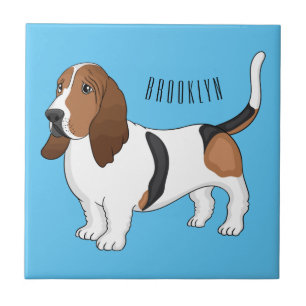 Darstellung des Basset-Hunde-Cartoon Fliese