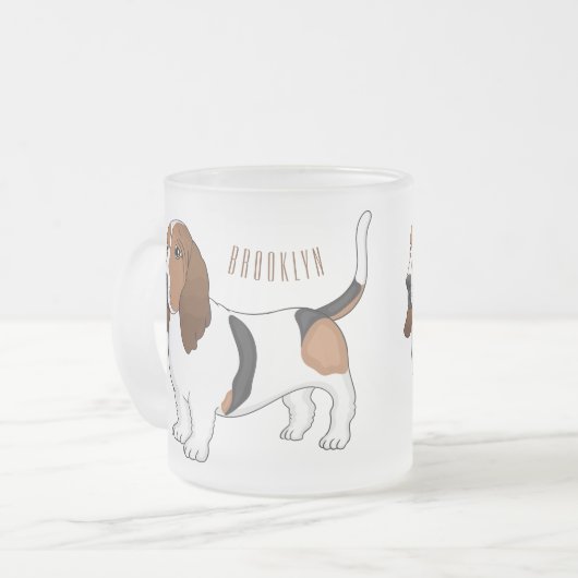 Darstellung des Basset-Hunde-Cartoon Mattglastasse (Vorderseite Links)